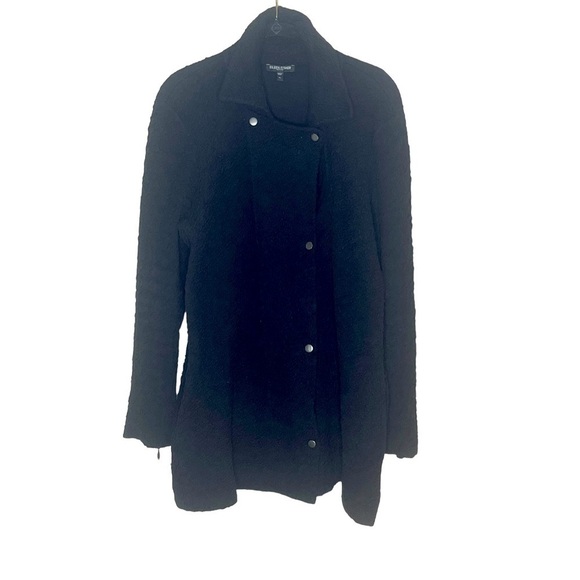 EILEEN FISHER Black Snap Front Jacket - Picture 2 of 7